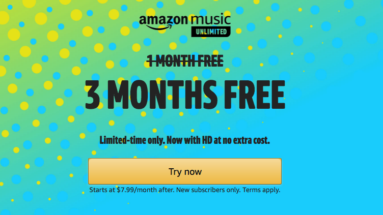 Amazon Music Unlimited 3 months free